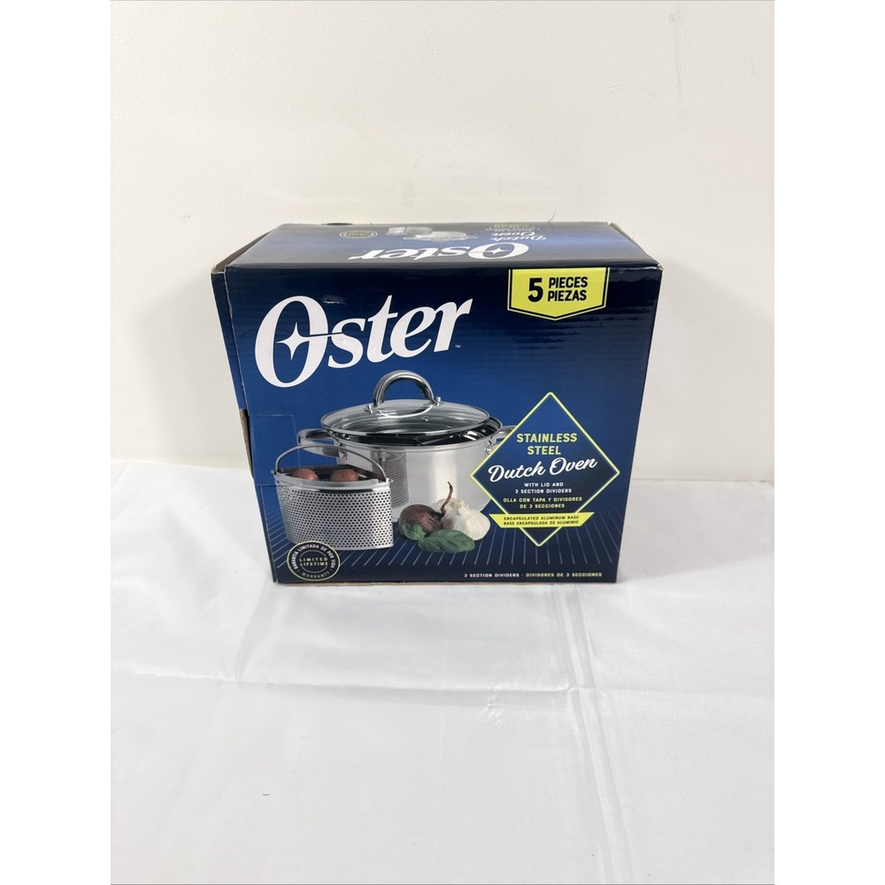 Oster 5pc Stainless Steel Dutch Oven with‎ Lid & 3 Section Dividers CW-1620 NOB